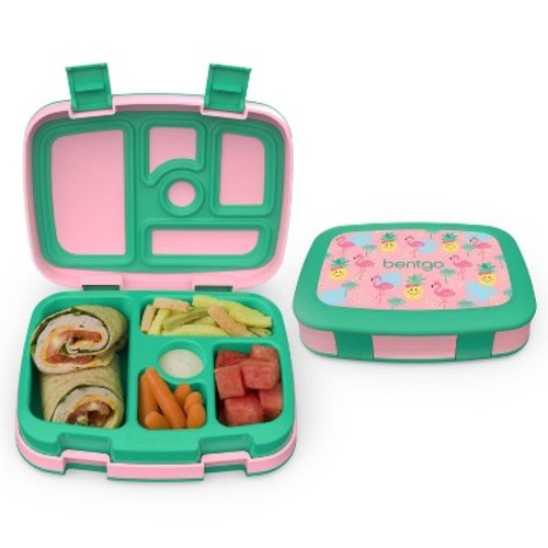 Bentgo Kids' Prints Leakproof, 5 Compartment Bento-Style Lunch Box, Color: Tropical Fun