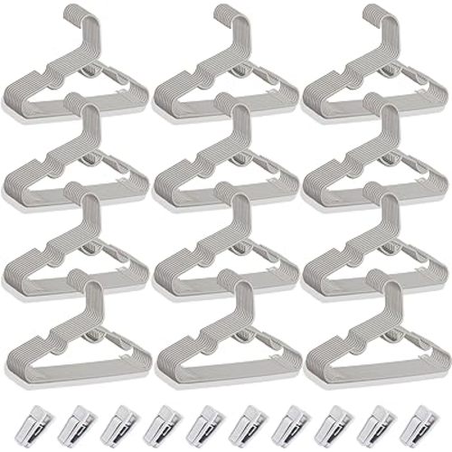 120 Packs Baby Hangers for Closet Plastic Baby Clothes Hangers with Clips for Nursery Kids Hangers for Closet Organizer, Stack-able Hangers for Newborn, Infant, Toddler, Children, Space-Saving