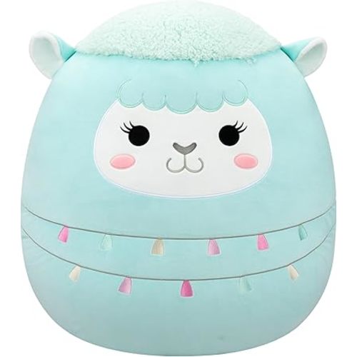 Squishmallows Original 24in Lorna The Light Teal Llama Wrapped in Tassels – Official Jazwares Plush (Jumbo)