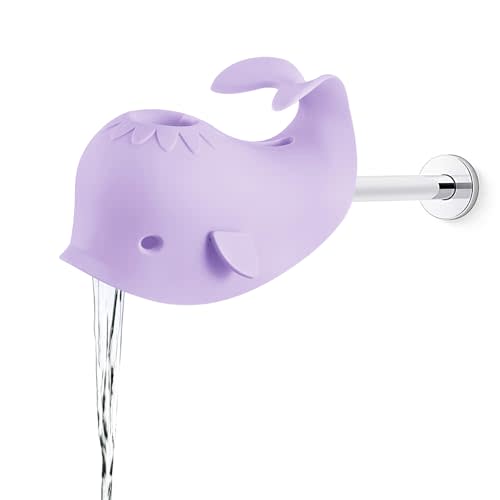 PandaEar Baby Bathtub Faucet Cover for Kids Toddlers - Bath Spout Cover for Baby Bathroom Tub, Whale (Purple)