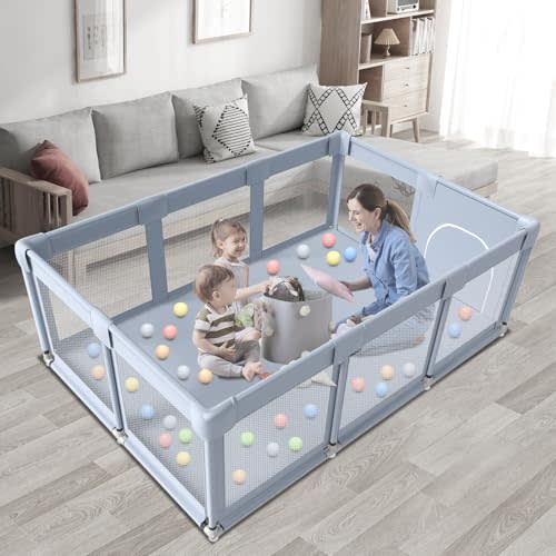 besuhot Baby Playpen Baby Playard Large playpen 74 x 50 inch, Playpen for Babies and Toddlers with Gate, Safety Baby Activity Center for Indoor & Outdoor