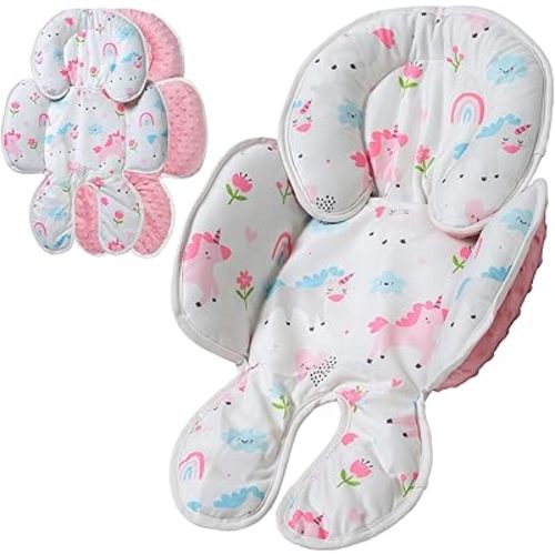 Baby Car seat Head Support, 2-in-1 Infant Car Seat Insert for Newborn Girls Boys Extra Soft Baby Support Pillow Cushion for Carseats, Strollers, Swings and Bouncers