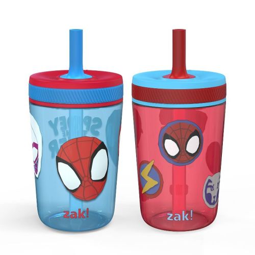 Zak Designs 2pk 15 Fl Oz Plastic Kelso Spidey And His Amazing Friends Straw Tumbler Set