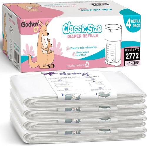 Refills Compatible with DEKOR CLASSIC Diaper Pail Refill Bags| 4 Pack| Super Powerful Odor Eliminator Extra Thick Diaper Pail Bags| Each Holds up to 2772 Diapers| Fresh Lemon Scent| Easy to Replace