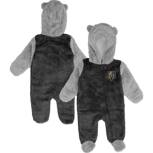 Newborn & Infant Vegas Golden Knights Black Game Nap Teddy Fleece Bunting Full-Zip Sleeper