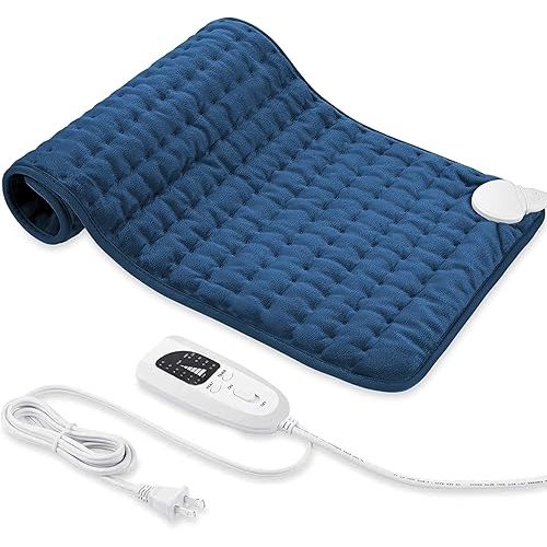 Heating Pad, Electric Heating Pad, Electric Heat Pad with Multiple Temp & Timer Settings, Auto Off (24‘’×12‘’, Dark Blue)