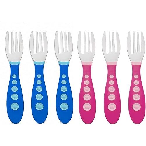 First Essentials by NUK Kiddy Cutlery 6 Piece Fork Set Pink & Blue