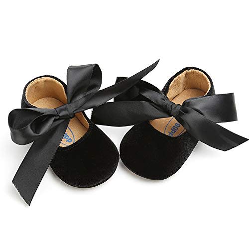 Baby Girls Mary Jane Flats Anti-Slip Rubber Sole Bow Toddler Princess Dress Shoes