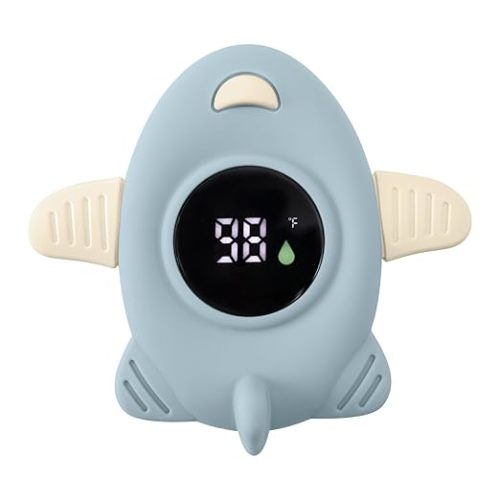 Haakaa Silicone Baby Bath Thermometer – Water Temperature Thermometer for Baby Safety, Floating Infant Bath tub Temp Thermometer for Newborns & Toddlers-Jet