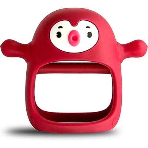 Smily Mia Smily Mia Penguin Teethers, Silicone TeethingToys for Babies 0-6Months, Baby Teethers for 3-6Months, Hand Teether for Infants, Pacifiers for New Born,Red
