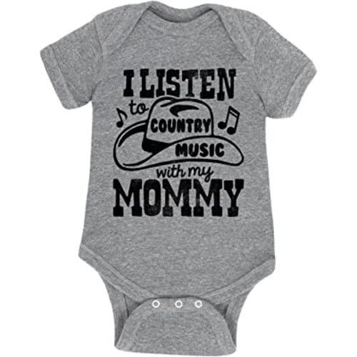 Instant Message - Country Music Mommy - Infant Baby One Piece - Size 6 Months Athletic Heather