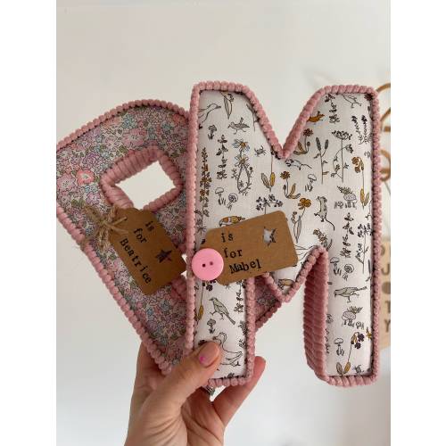 Liberty London corduroy fabric letters
