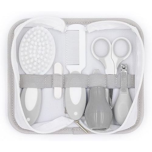 Bizzu Baby Grooming Kit, Includes Baby Brush, Baby Comb, Nail Files, Nail Clippers, Safety Scissors, and Nasal Aspirator with Storage Case, Newborn Baby Essentials Set, Newborn Baby Gifts