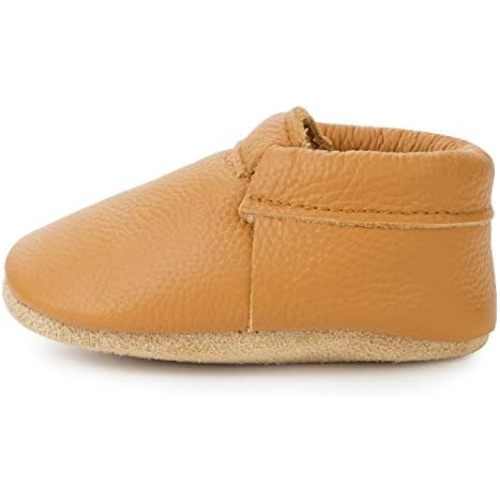 BirdRock Baby Fringeless Moccasins - Genuine Leather Boys and Girls Shoes for Newborns, Infants, Babies, Toddlers