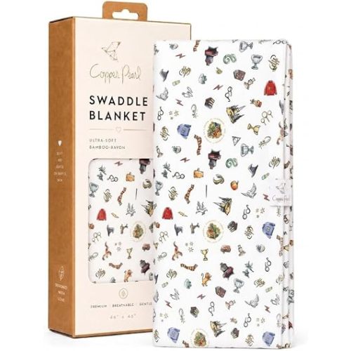 Copper Pearl Swaddle Blankets for Newborns | Soft Stretchy Receiving Blankets for Boys and Girls | Large 46 x 46 Inch Baby Blankets | Lightweight and Breathable Swaddles | Wizarding World