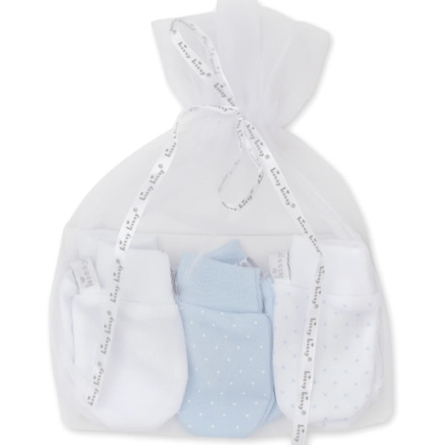 Kissy Dots 3 Pack Blue Mittens Set w/ Tulle Bag