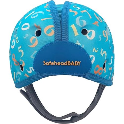 SafeheadBABY Award-Winning Infant Safety Helmet Baby Helmet for Crawling Walking Ultra-Lightweight Baby Head Protector Expandable and Breathable Toddler Head Protection Helmets - Numbers Blue