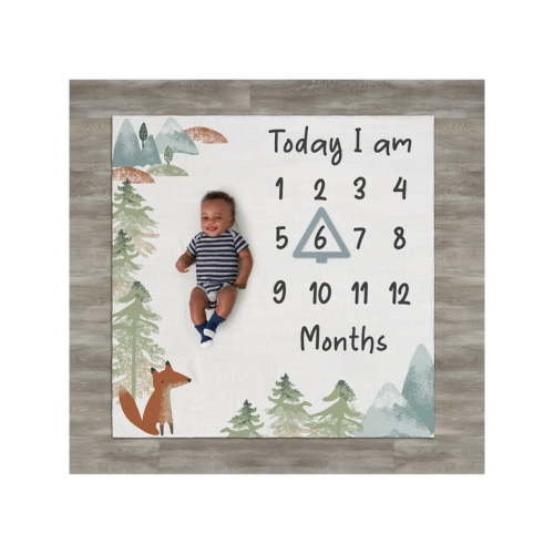 Modern Moments By Gerber Baby Boy Milestone Blanket & Frame Set, 2-Piece, Blue