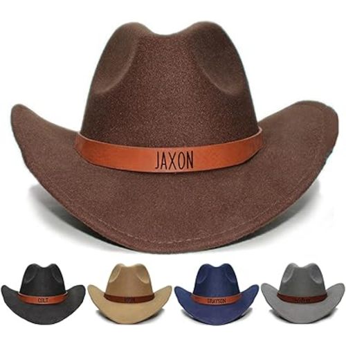 Custom Toddler Boys Cowboy Hat, 2-8t Western Hat for Kids, Leather Hatband Baby Cowgirl Hat for Girls