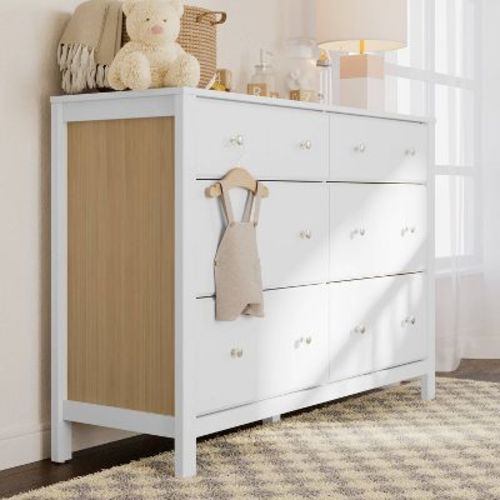 Storkcraft Horizon 6-Drawer Double Dresser - White/Driftwood