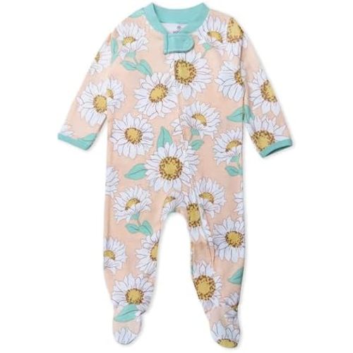 HonestBaby Sleep & Play Footed One-Piece Pajama Sleeper 100% Organic Cotton, Baby Girls