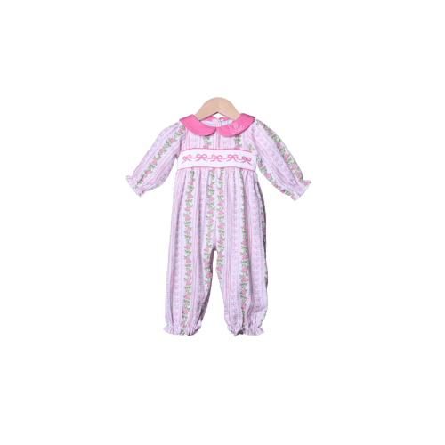 Smocked Bow Fancy Floral Romper