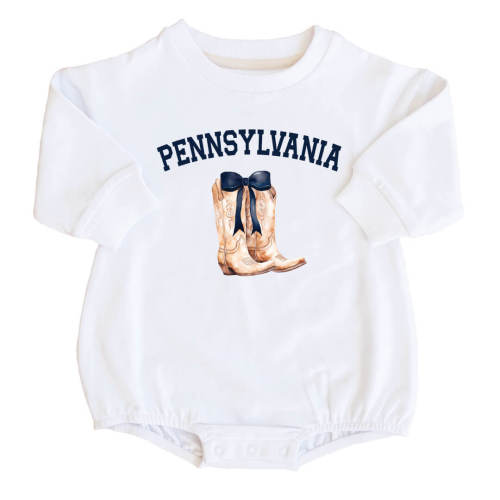 The Pennsylvania State University | Footballs & Bows Graphic Sweatshirt Bubble Romper