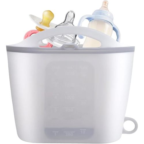 Silicone Microwave Steam Sterilizer Bag，Reusable Steaming Bags for Baby Bottles 1500ML Great for Baby Bottles, Breast Pump,Pacifiers and Teethers，Breast Feeding Baby Travel Accessories