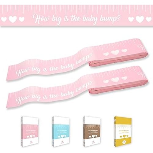 Party Hearty Funny Baby Shower Games for Girl Activities, 2 Rolls, 2 inches x 150 feet, Pink Tummy Measure, Fun & Easy Idea