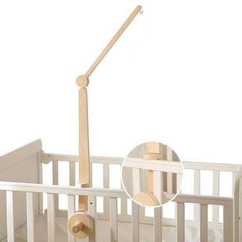 Crib Mobile Holder, HBM Wooden Mobile Arm & Hanger for Crib, Nursery Decor for Baby Girl Boy