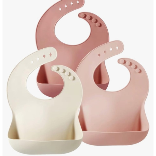 PandaEar Silicone Bibs for Babies Toddlers Girls| Adjustable Waterproof BPA Free Soft Durable Bibs for eating with Large Pocket Food Catcher