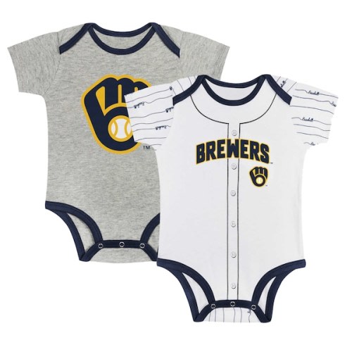 Newborn & Infant Milwaukee Brewers Gray/White Two-Pack Play Ball Bodysuit Set