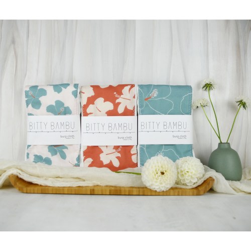 Tropical Baby Gift Set - Hibiscus Print Newborn Gift Set - Colorful Botanical Gift for Mom to Be - Made in Maui, Hawaii