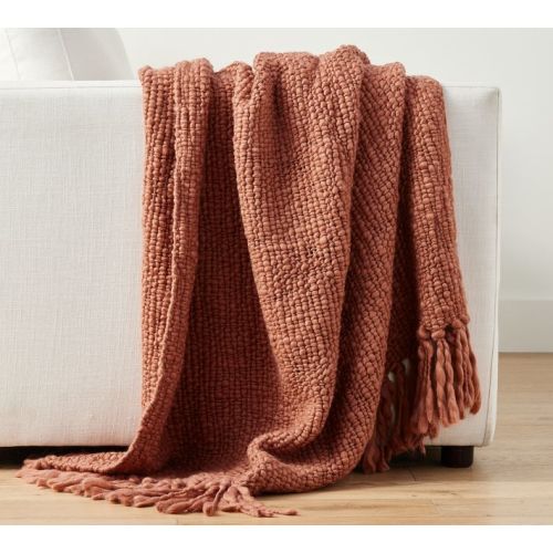 Textured Basketweave Knit Throw