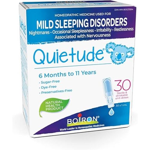 Boiron Quietude, 30 Unit-Doses (1 ml Each), Children's Homeopathic Medicine for the Relief of Mild Sleeping Disorders, Irritability, Restlessness Associated with Nervousness