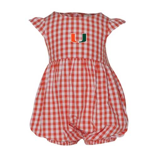 Miami Hurricanes Garb Girl's  Infant Cara Gingham Ruffled Bodysuit - Orange
