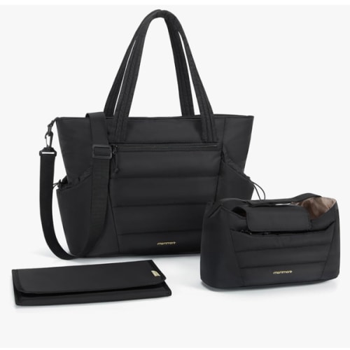 mommore Diaper Bag Tote with Stroller Organizer Puffer Bag Large Capacity Baby Bag with Changing Pad for Travel, Hospital