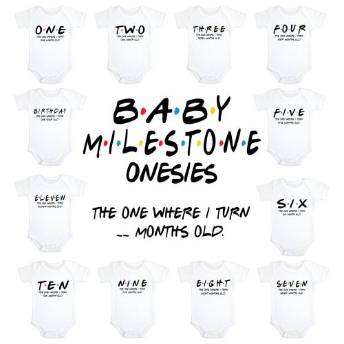 Baby Shower Gift, 12 Milestone s, Monthly Milestone  Picture, Baby Announcement, Friends TV Show, Photo Props, Unique Newborn Gifts,