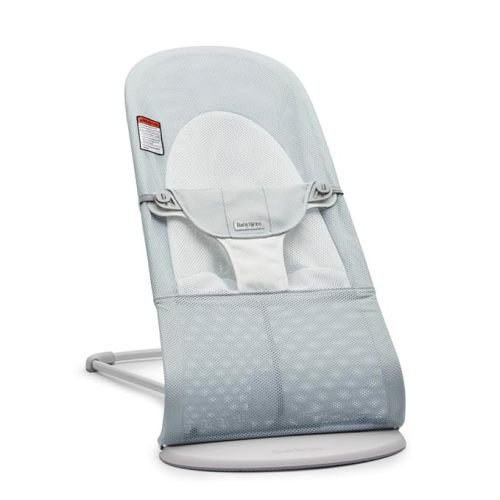 BabyBjörn Bouncer Balance Soft, Mesh, Silver/White 2-in-1 Adjustable Baby Bouncer Seat and Toddler Chair, Newborn to Toddler (8-29 lbs), 4 Positions, Lightweight & Portable