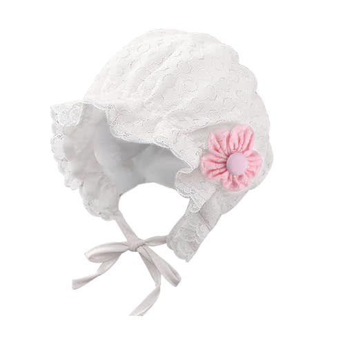 Baby Girl Bonnet Lace Brimmed Baby Hats Lovely Bonnet with Flowers Lacy Beanie Cap for Infant Newborn Toddler