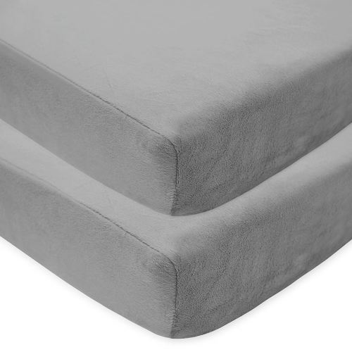 American Baby Company 2 Pack Heavenly Soft Chenille Fitted Crib Sheet 28" x 52", Warm and Cozy Neutral Chenille Sheet, Gray, for Boys and Girls, Fits Crib and Toddler Bed mattresses
