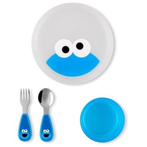 Skip Hop x Sesame Street Toddler Feeding 4-Piece Mealtime Set, Cookie Monster