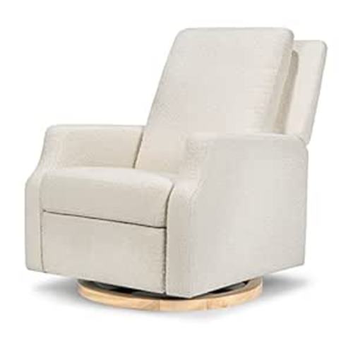 Namesake Crewe Recliner and Swivel Glider in Ivory Boucle with Light Wood Base, Greenguard Gold Certified