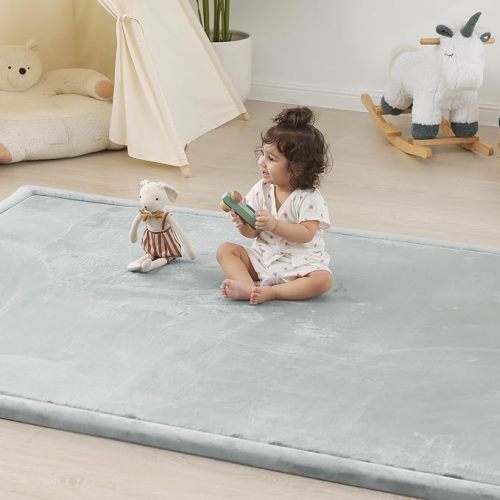1.5" Thick Baby Play Mat for Floor Tummy Time, 50"x 50" Pro Soft Baby Activity Playmats Playroom, Easy Care with Non-Slip Safe for Infant Toddler Kids Crawling(Light Grey)