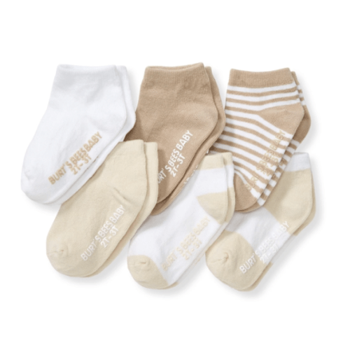 Organic Cotton Baby Socks 6 Pack - Oat