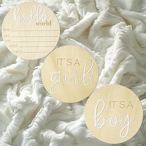 Its a Boy Its a Girl Wooden Sign & Hello World Sign, Gender Reveal Wooden Sign for Hospital, Baby Birth Announcement Sign for Photo Props, Birth Baby Name Plaques, Gender Reveal Decorations