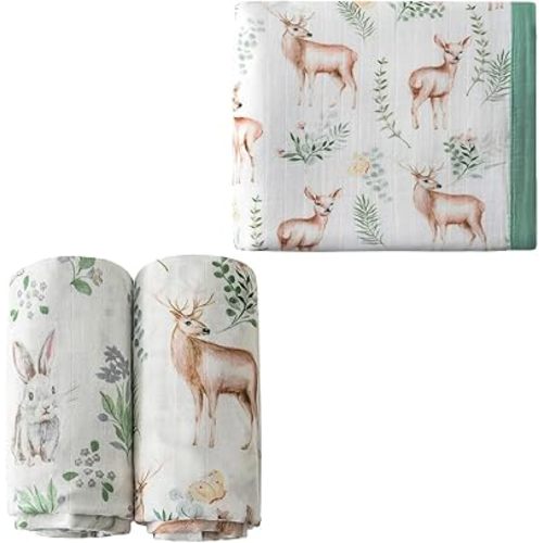 Little Jump Muslin Swaddle Blankets and Baby Quilt Toddler Blanket, Breathable and Lightweight, Large 47" x 47" Baby Blankets for Boys and Girls