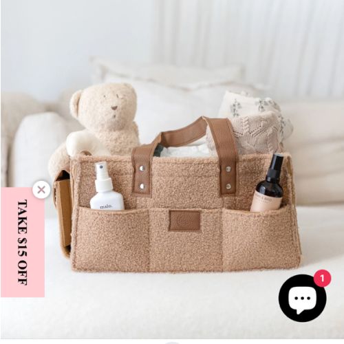 Nappy Caddy- Tan- Large Side Pocket