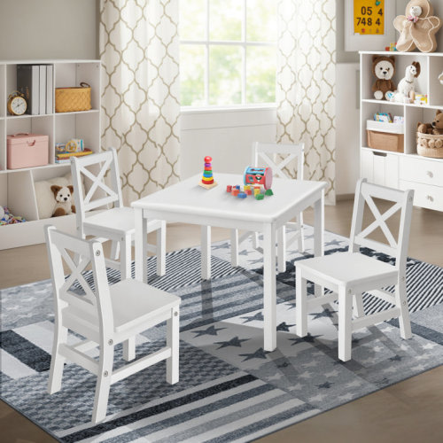 Buckley Kids 5 Piece Solid Wood Play Or Activity Table and Chair Set