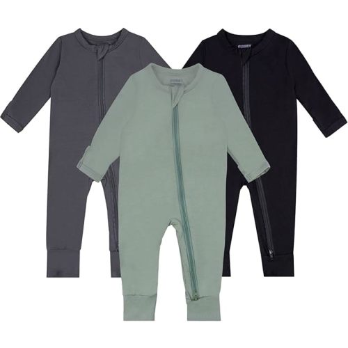 GUISBY Baby Footless Pajamas with Mittens, 3Pcs Girls Boys Long Sleeve Snug Fits Rayon of Bamboo Sleepers